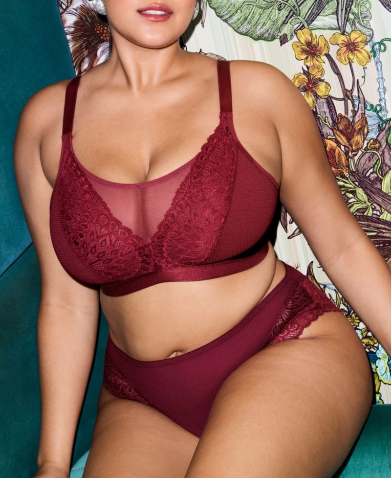 Plus Size Tiernie Wireless Unlined Lace Bralette, EL303317