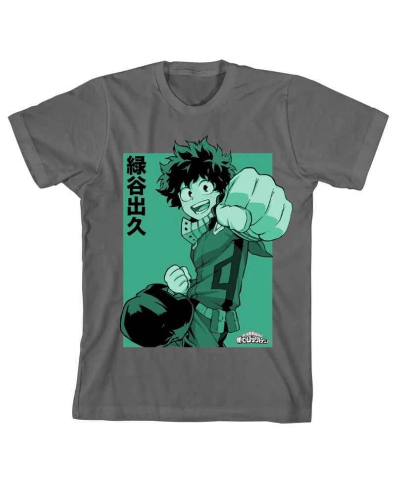Deku Punch Boy's Charcoal T-shirt-Large