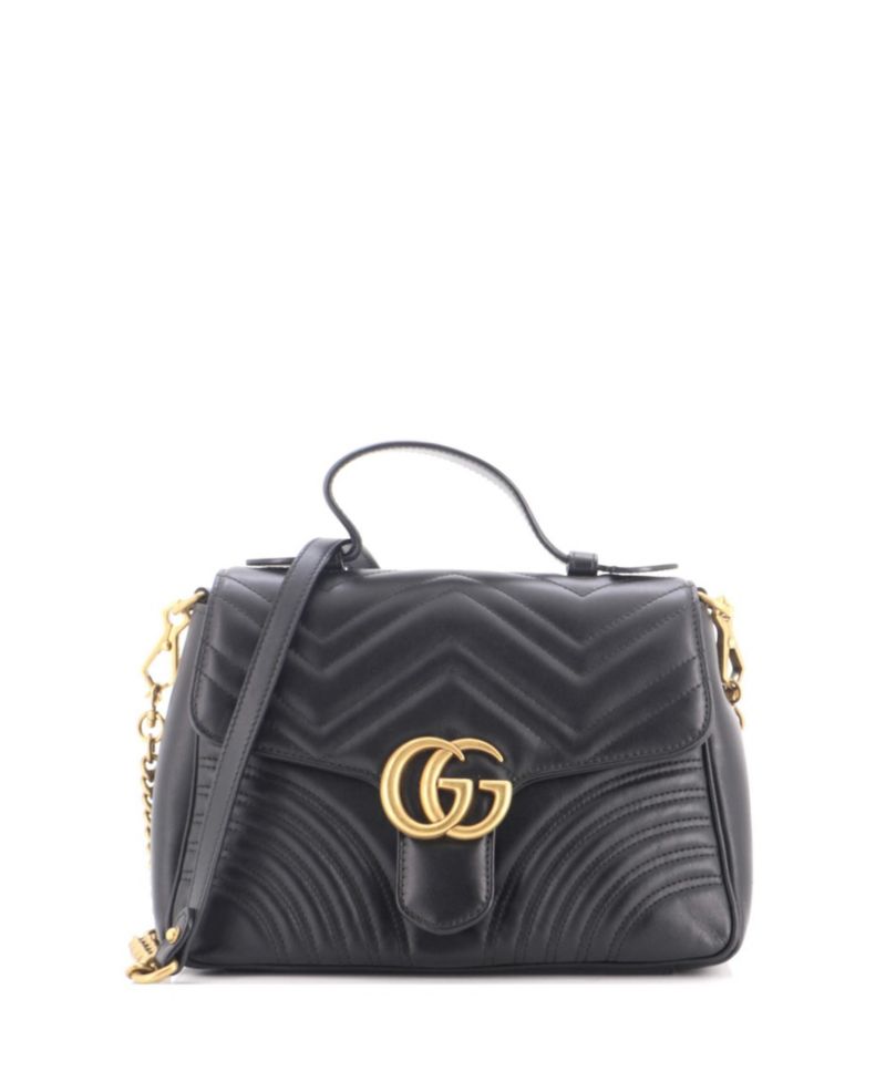 Small GG Marmont Top Handle Flap Bag Matelasse Leather
