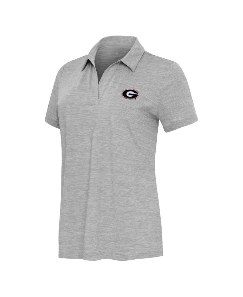 Women's Heather Gray Georgia Bulldogs Layout V-Neck Polo Shirt
