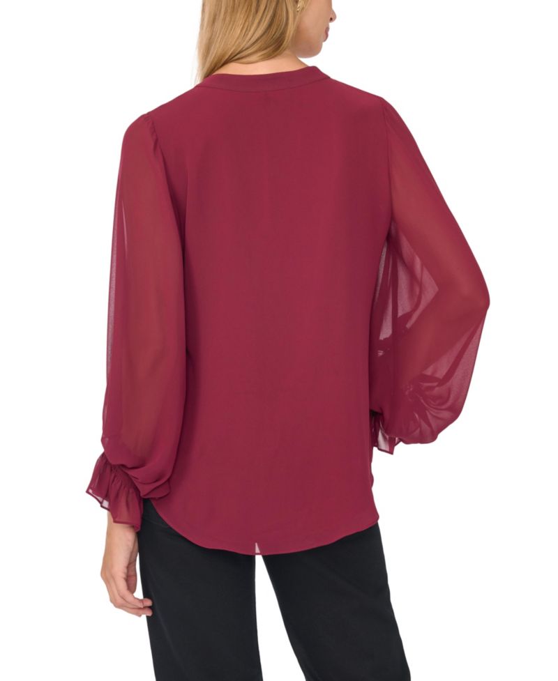 Women's Split-Neck Long-Sleeve Top