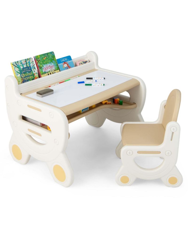Kids' Erasable Drawing Table and Chair with Storage, 2-Piece Set