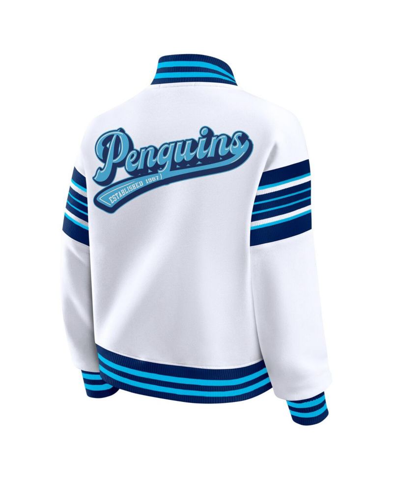 Women's White/Navy Pittsburgh Penguins Full-Snap Fleece Sweatshirt Jacket