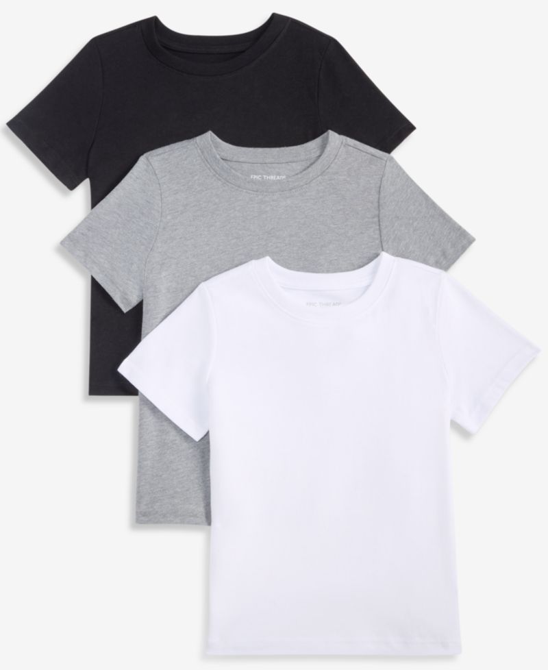 Boys' XS-XL Short-Sleeve Solid T-Shirts, 2+1 Free Bonus Pack