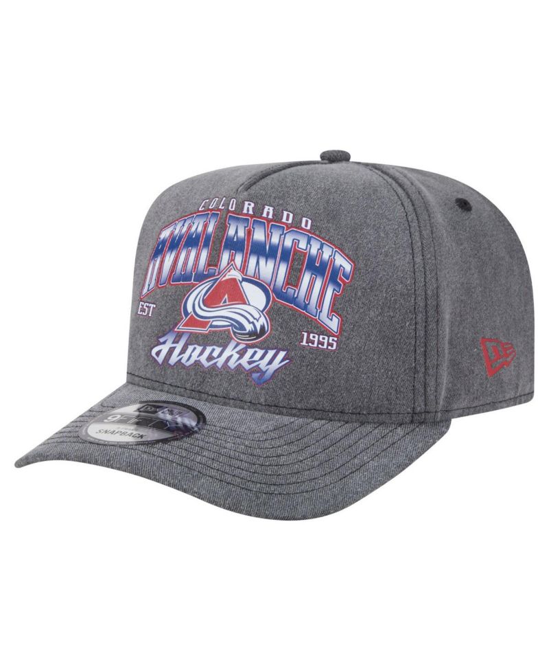 Men's Charcoal Colorado Avalanche Throwback Washed A-Frame Pre-Curved 9FIFTY Snapback Hat
