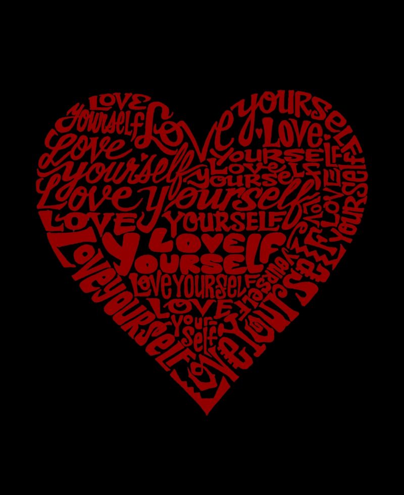 Men's Cotton/Poly Blend Word Art T-shirt - Love Yourself