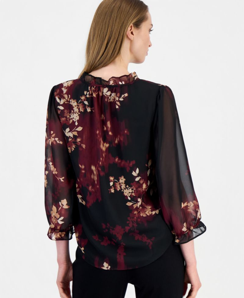 Petite Tulla Ruffle Long-Sleeve Blouse