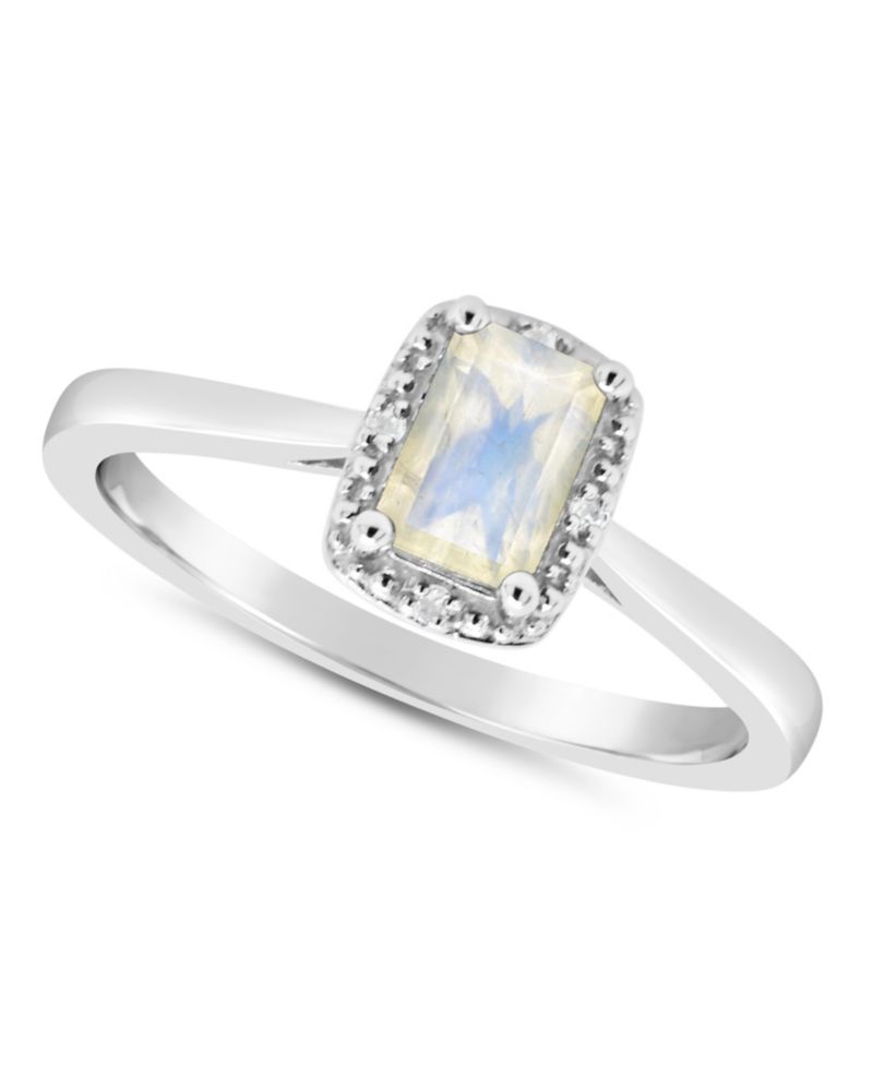 Gemstone and Diamond Accent Ring in Sterling Silver