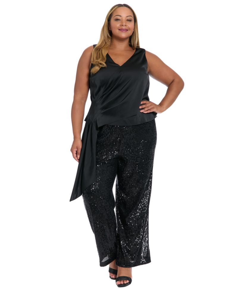 Plus Size Asymmetrical Pleated Top