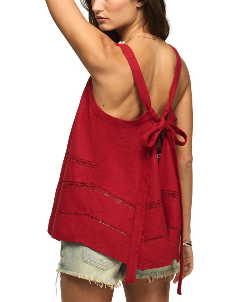 Women's Square Neck Lace Trim Tank Top