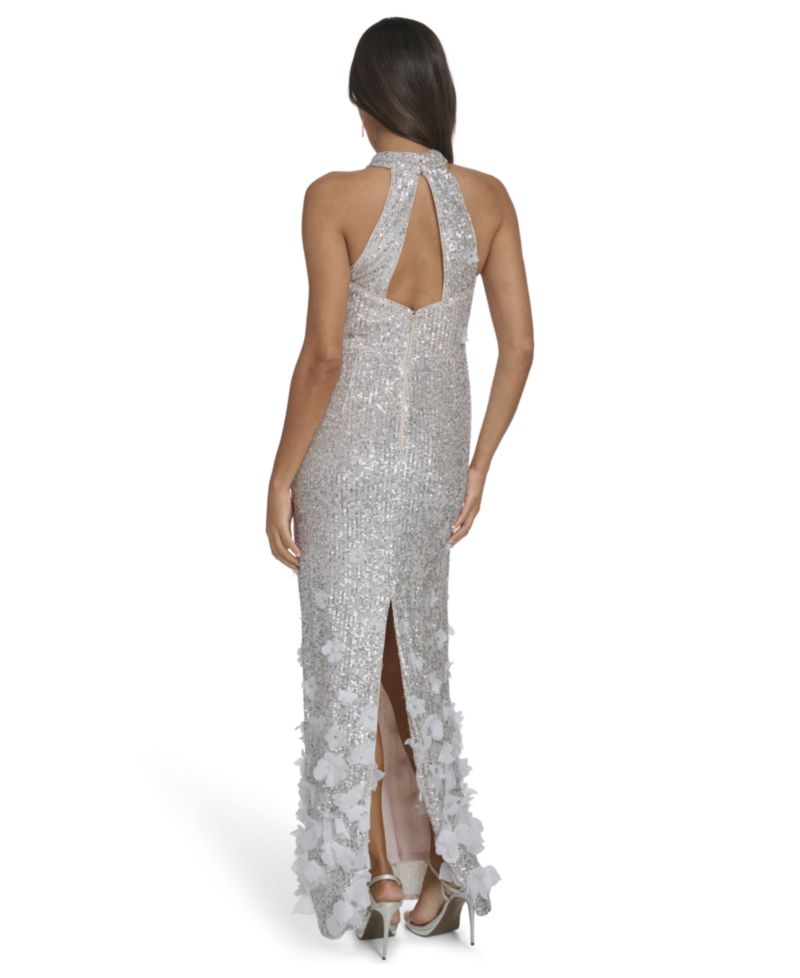 Women's Sequin 3D Floral Gown
