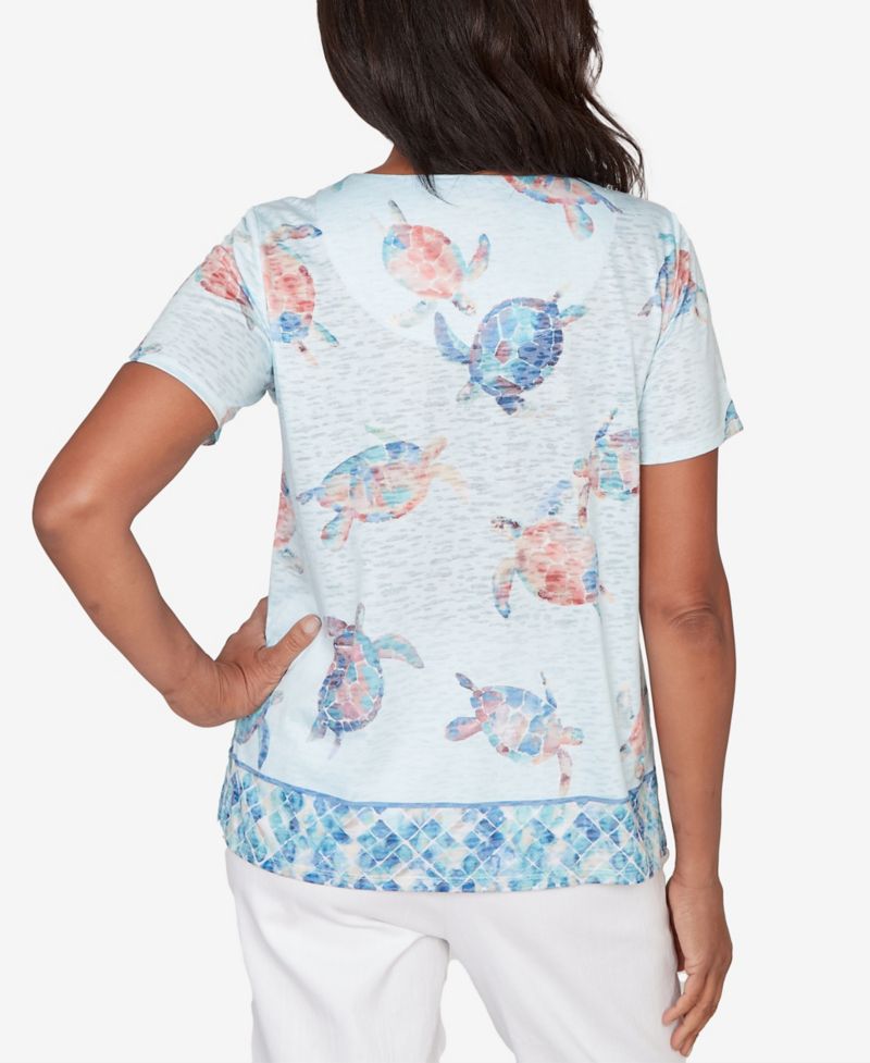 Women's Sea Turtle Keyhole Neck T-Shirt