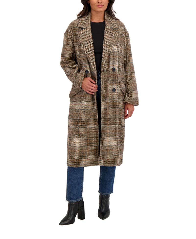 Women's Long Oversized Double Breasted Faux Wool Coat