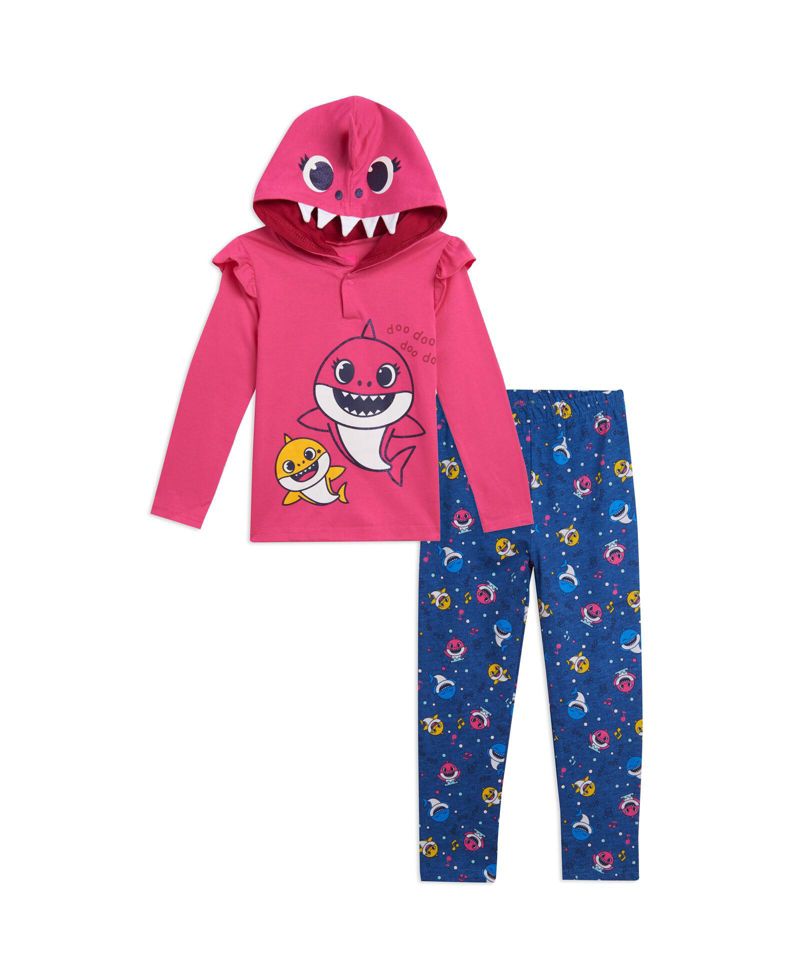 Baby Girls Pinkfong Shark Pullover Cosplay Hoodie Legging