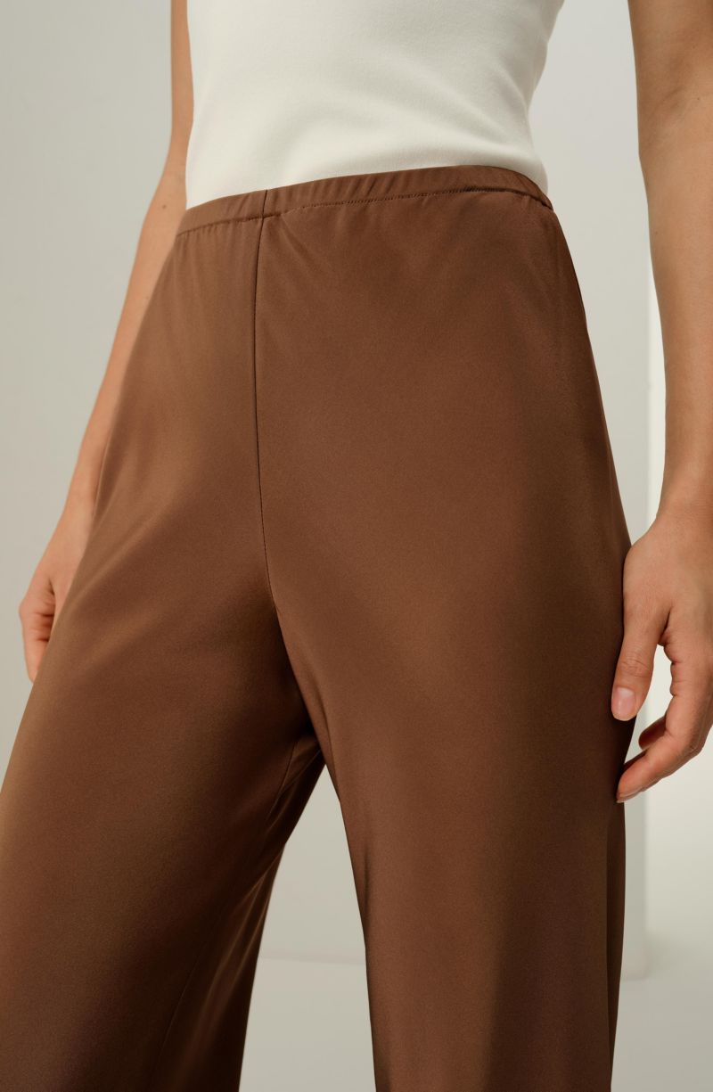 Women's Bias Cut Straight Leg Silk Pants