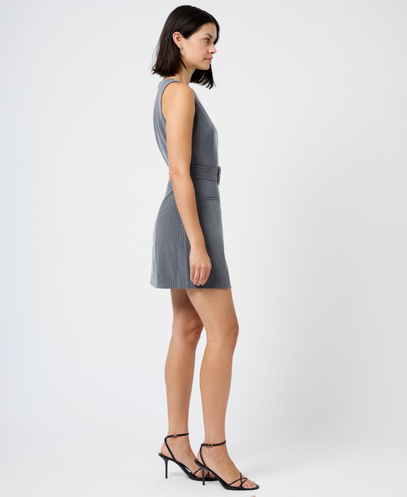 Women's Minka Pinstripe Belted Boat Neck Mini Dress