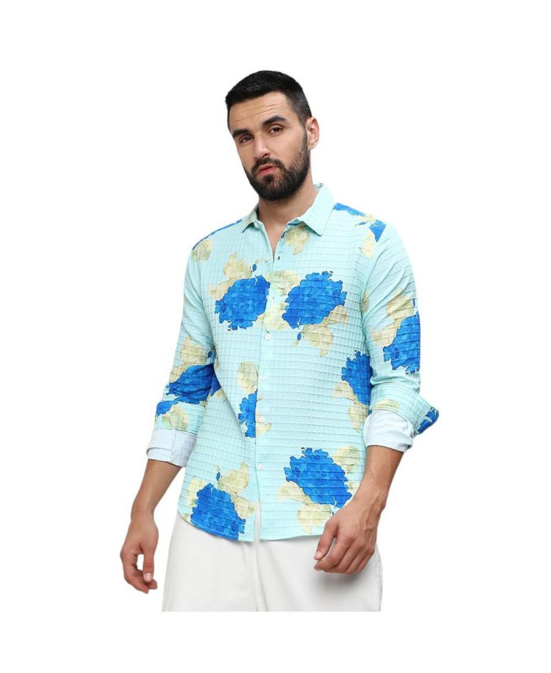 Men's Light Blue Hydrangea Foliage Shirt