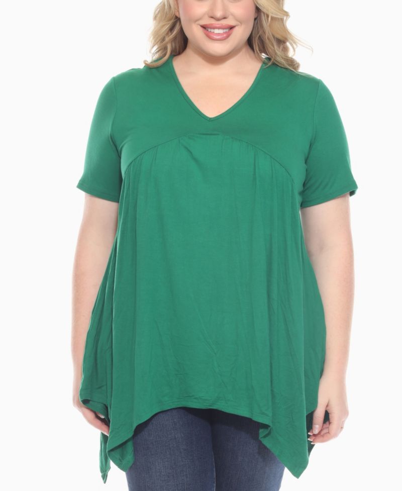 Plus Size Short Sleeve Shirred Front Knit Top