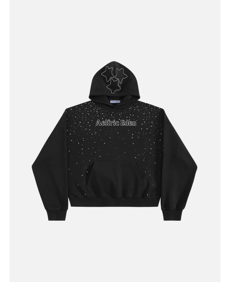 Men's Boxy Rhinestone Star Pullover Hoodie