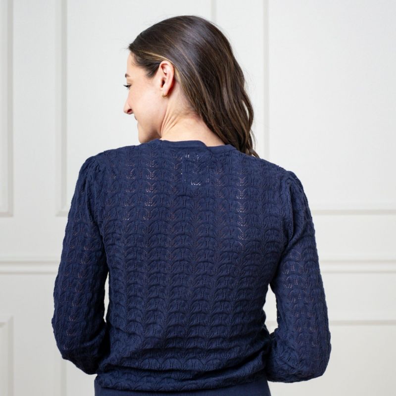 Women's Hope and Henry Long Sleeve Pointelle Sweater with Bellow Sleeves