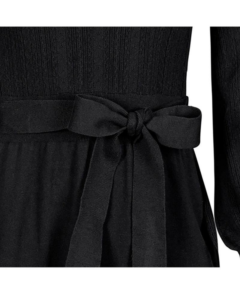 Women's Hope and Henry Organic Long Sleeve Flounce Edge Cable Sweater Dress