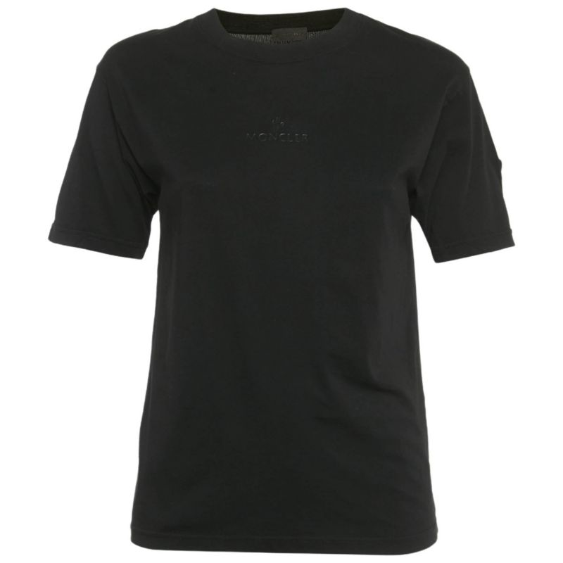 Women's Black Logo Applique Jersey Crewneck T-Shirt