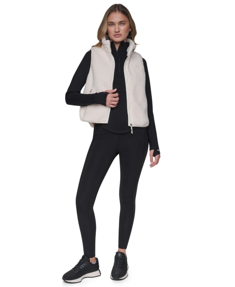 Women's Sherpa Mock-Neck Jacket with Woven Piecing