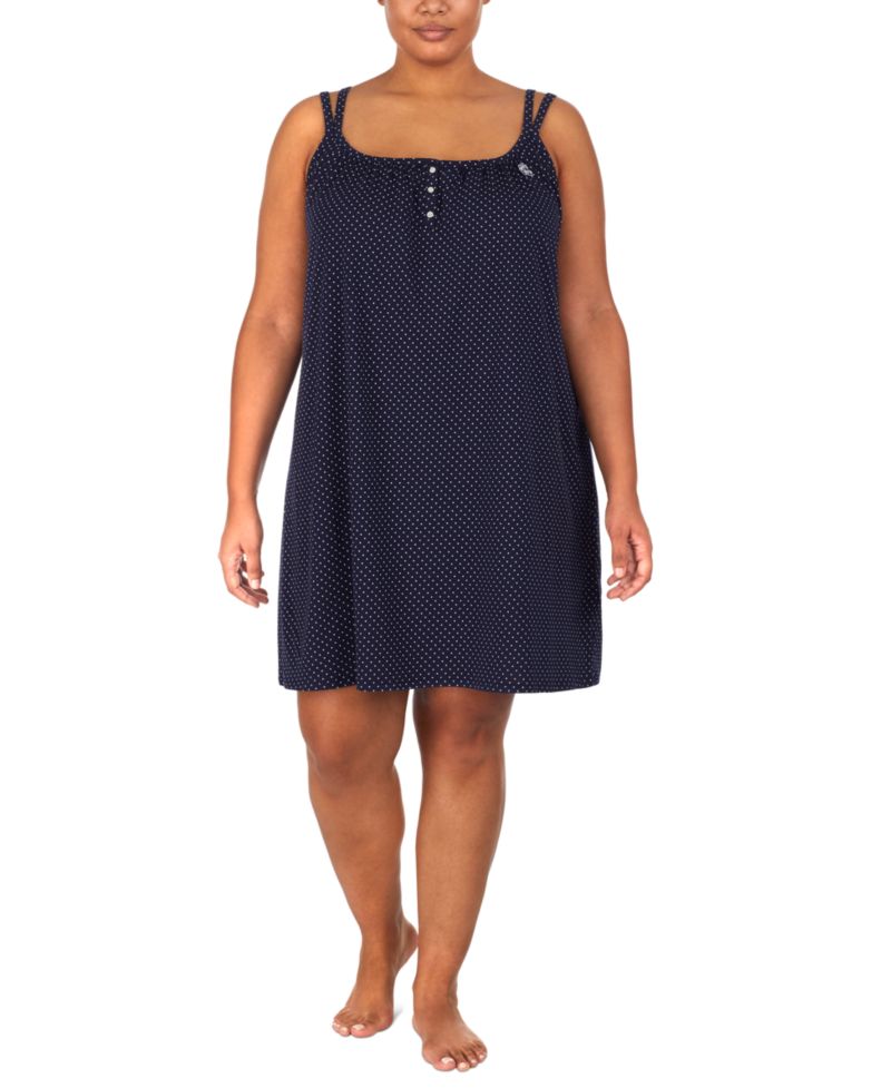 Cotton Knit Double-Strap Nightgown