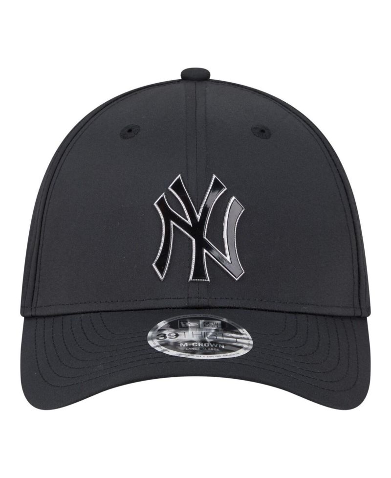 Men's Black New York Yankees Metallic 39THIRTY M-Crown Flex Hat