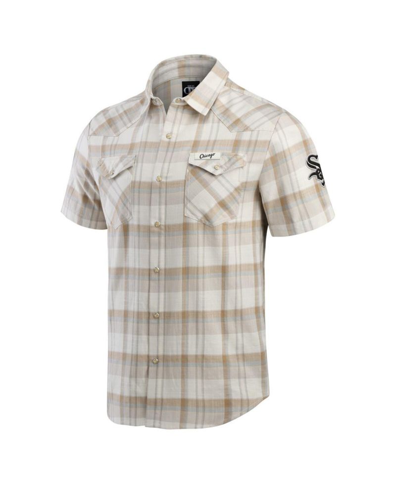 Men's Gray Chicago White Sox Plaid Full-Snap Shirt