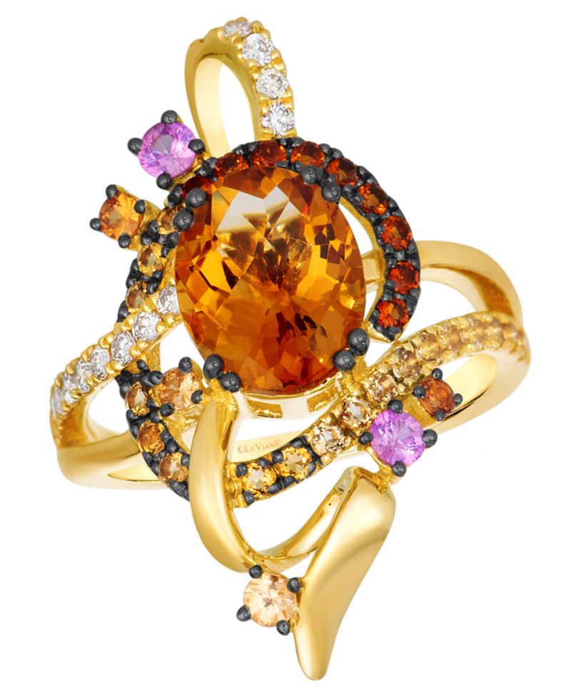 Crazy Collection Cinnamon Citrine®, Multi-Gemstone & Vanilla Diamond (1/5 ct. t.w.) Ring in 14k Honey Gold