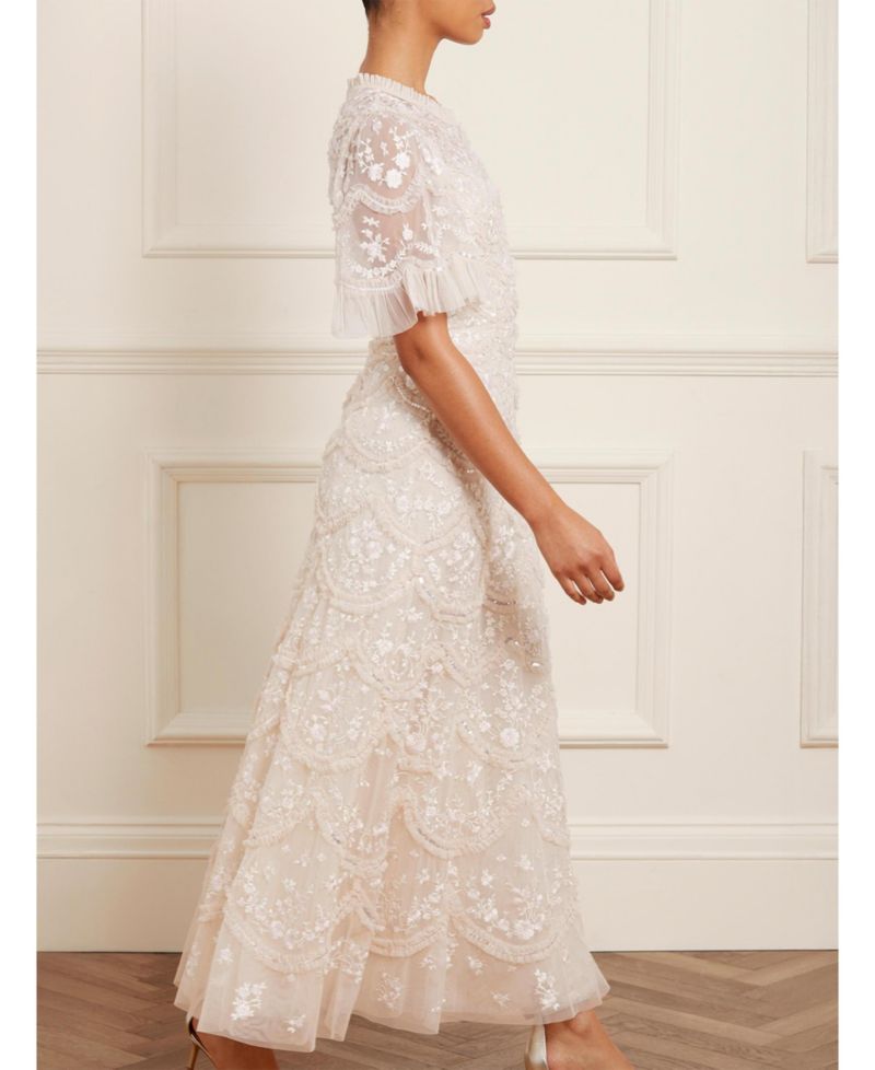 Women's Lily Bloom Floral-Print Tiered Sequin Dress
