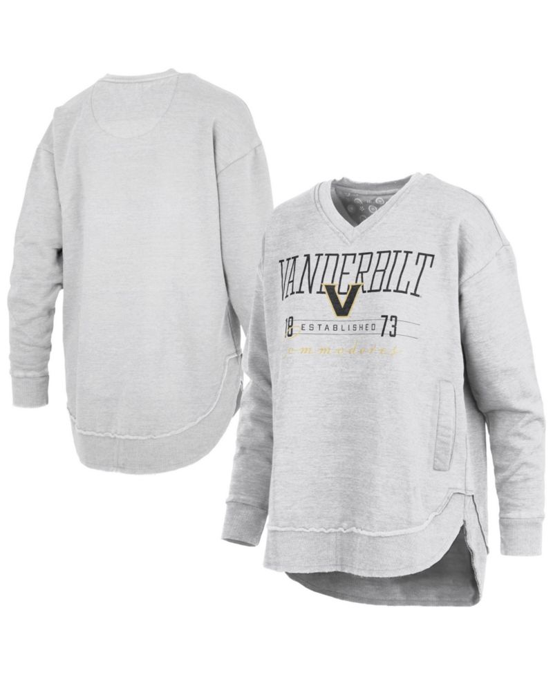 Women's Heather Gray Vanderbilt Commodores Marcus East Hall Poncho V-Neck Sweatshirt