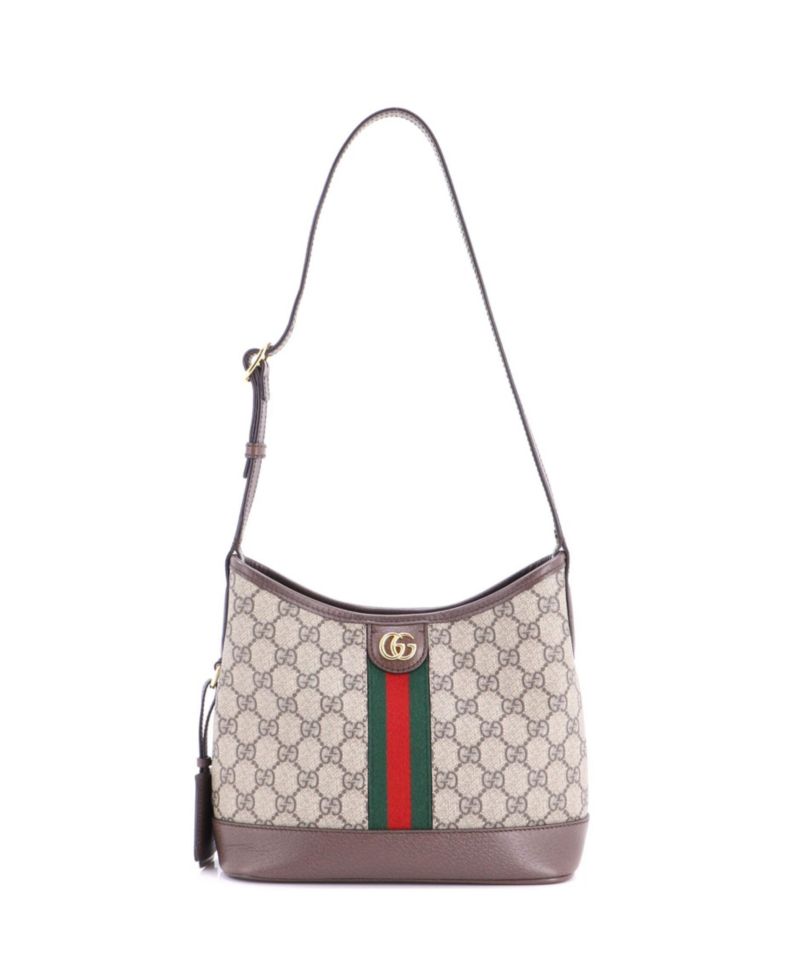 Small Ophidia Open Bucket Bag GG Coated Canvas with Leather