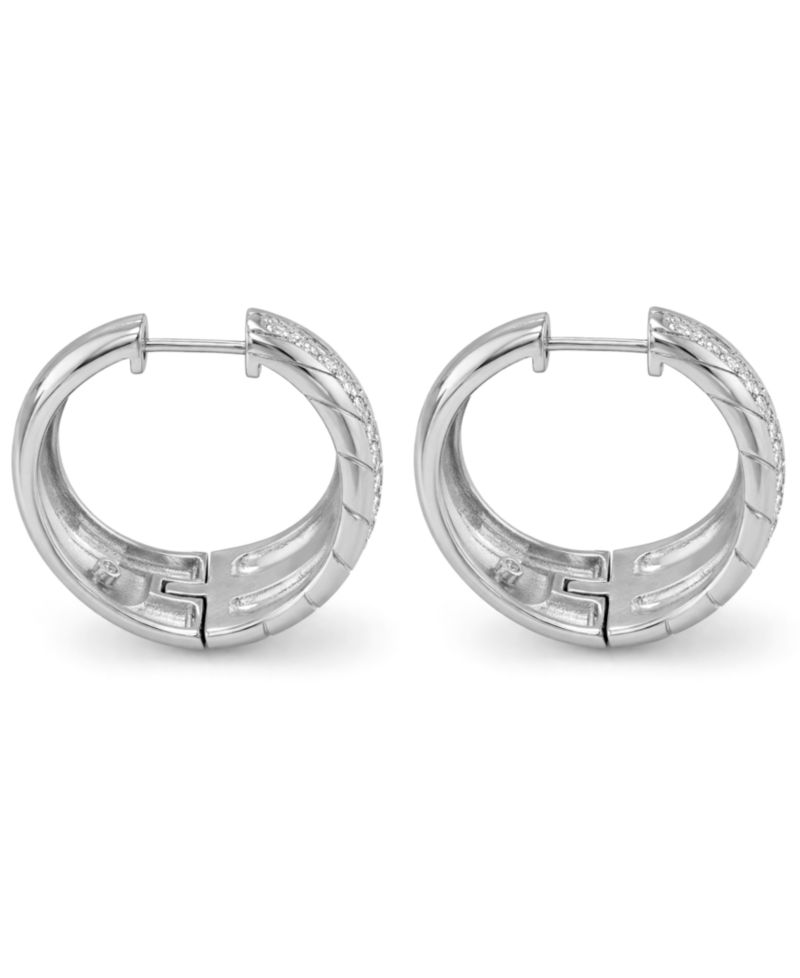 Crystal Center Graduated Hinged Hoop Earrings