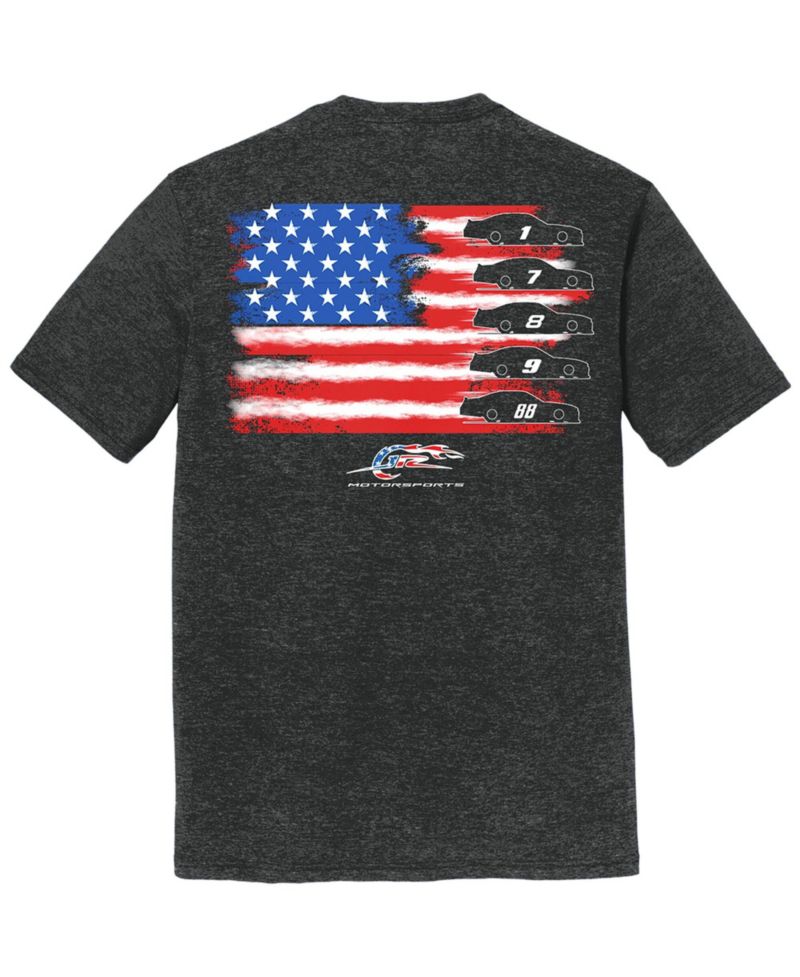 Men's Heather Black American Flag T-Shirt
