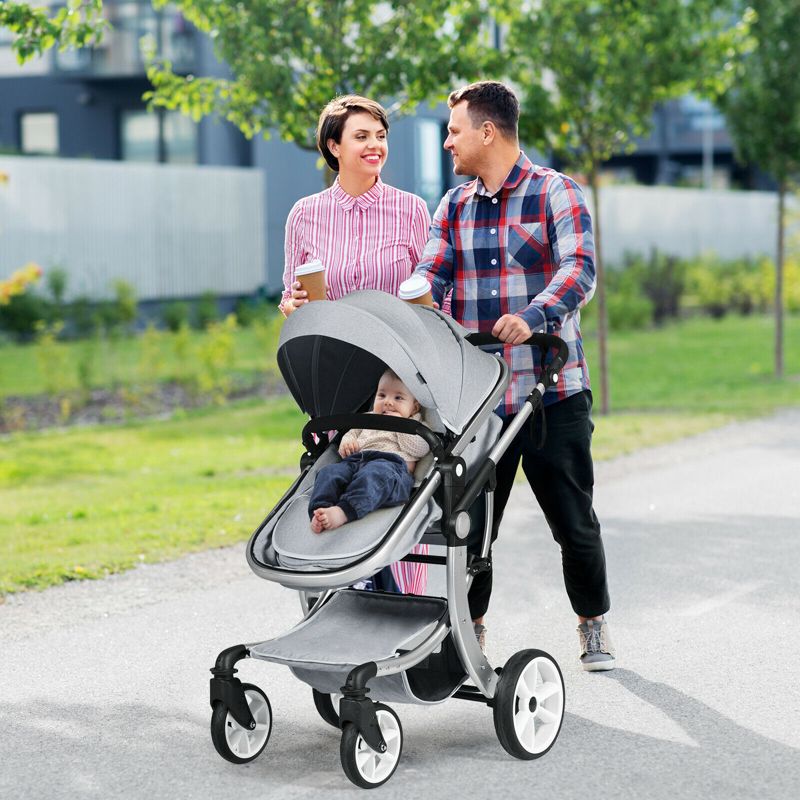 Folding Aluminum Infant Reversible Stroller with Diaper Bag