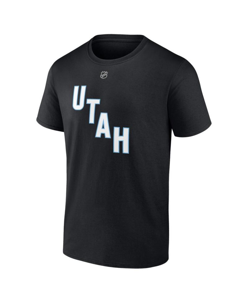 Men's Nick Schmaltz Black Utah Mammoth Authentic Stack Name & Number T-Shirt