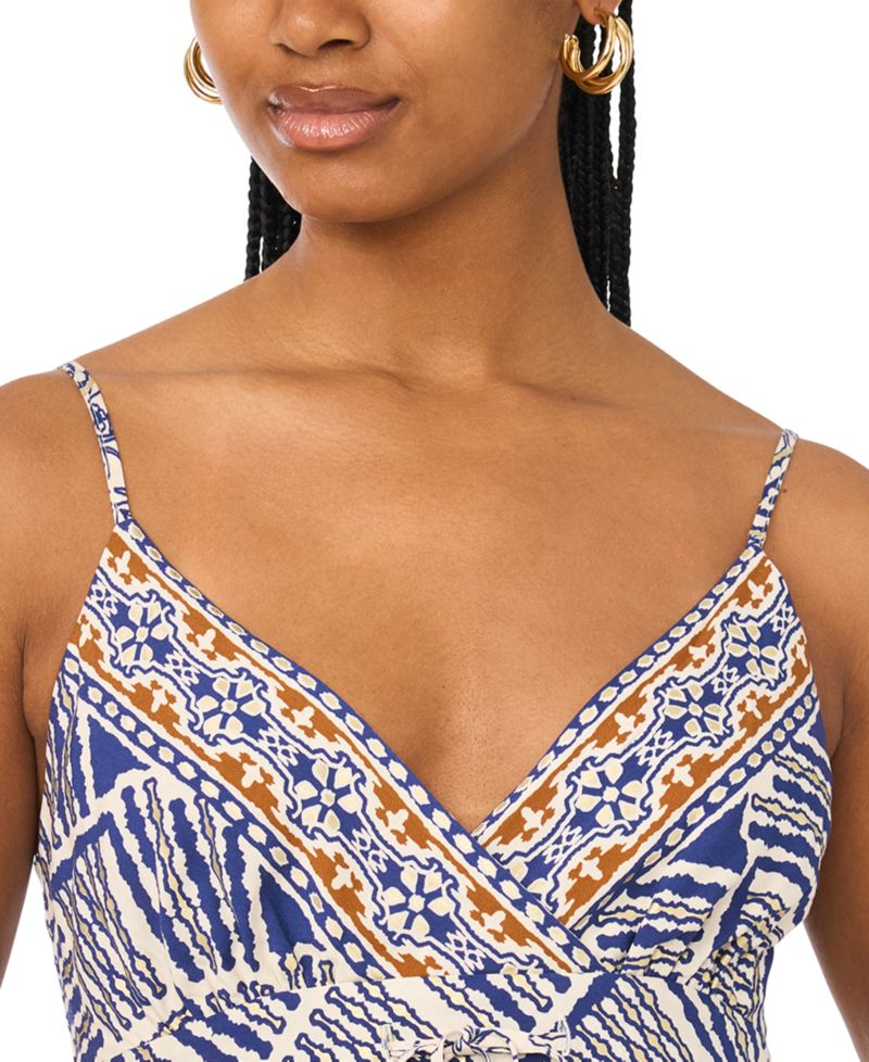 Women's Flowy Tie-Front V-Neck Midi Dress