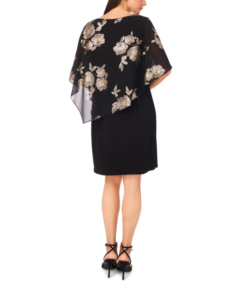 Petite Foil Cape Short Dress