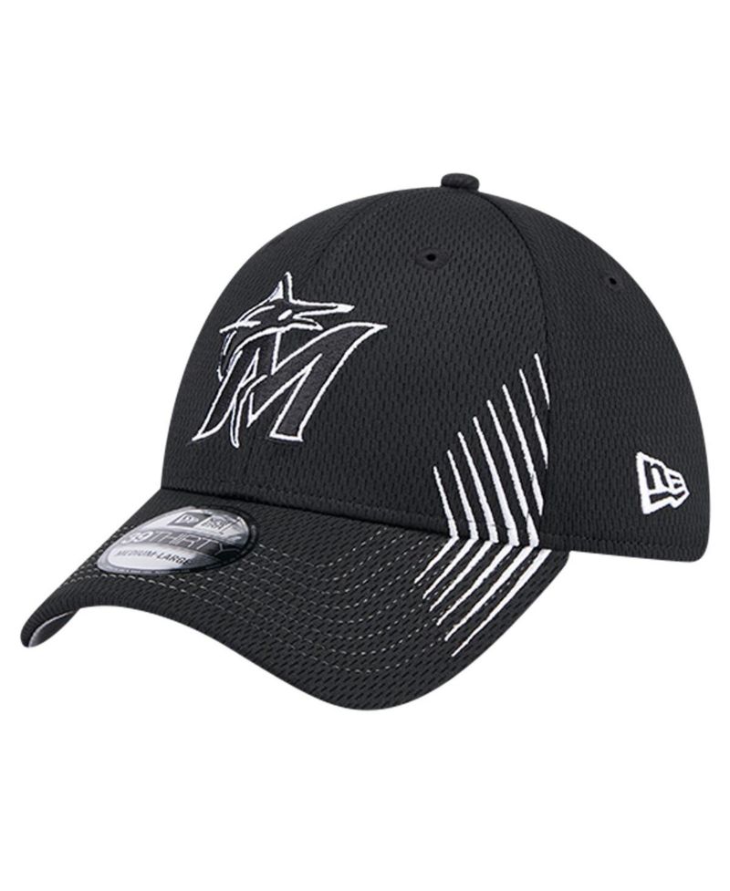 Men's Black Miami Marlins Active Dash Mark 39THIRTY Flex Hat