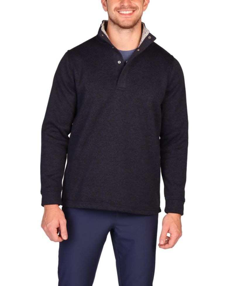 Men's Sweater Knit Snap Placket Pullover