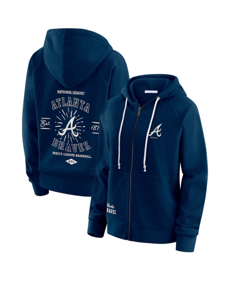 Women's Navy Atlanta Braves Vintage Full-Zip Raglan Hoodie