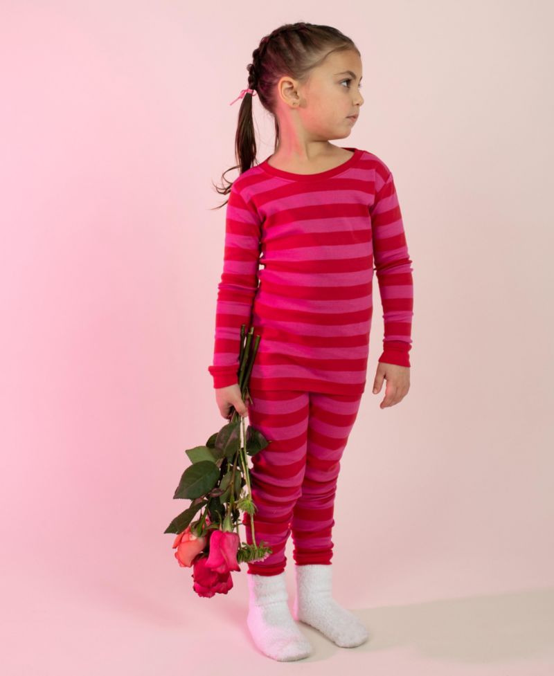 Kids Two Piece Cotton Striped Holiday Pajamas
