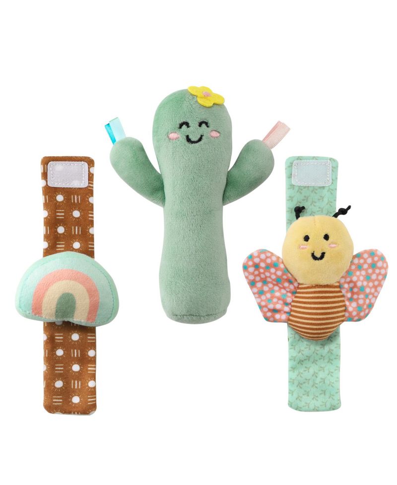 Boho Baby Rattle Socks and Wrist Rattle Set, 5 Piece