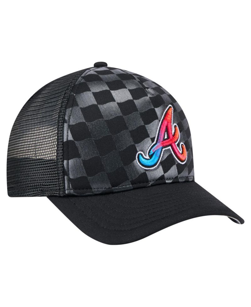 Men's Black Atlanta Braves Gradient 9FORTY A-Frame M-Crown Trucker Adjustable Hat