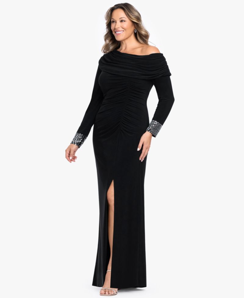 Plus Size Asymmetrical Neck Gown