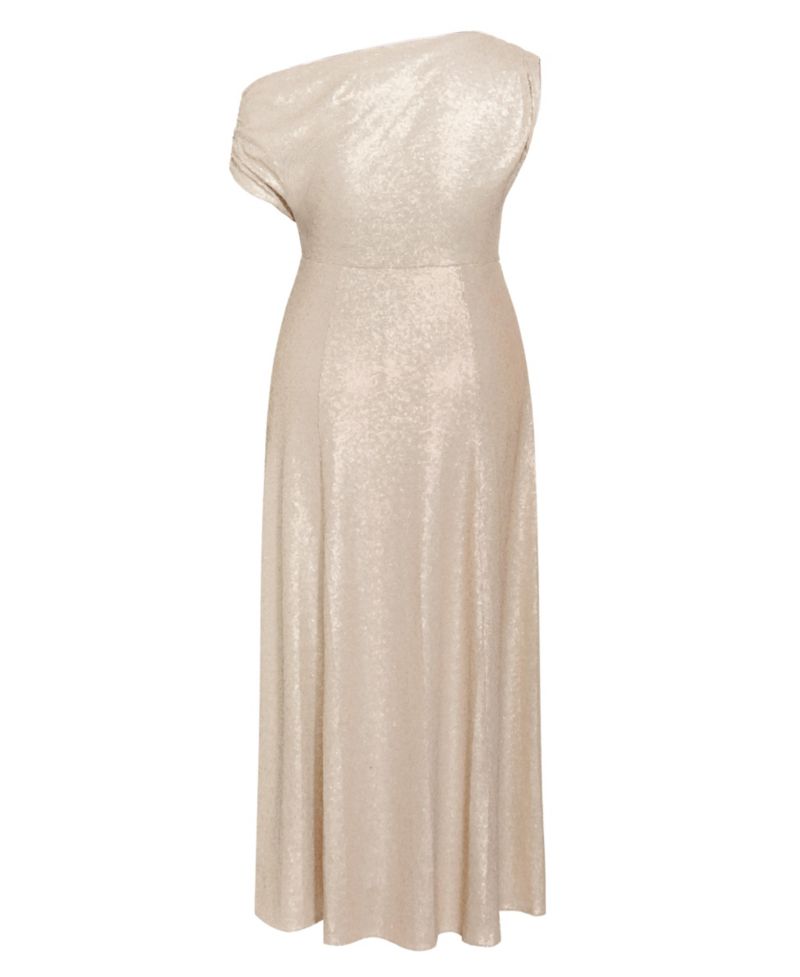 Plus Size Sequin Off-Shoulder Maxi Dress