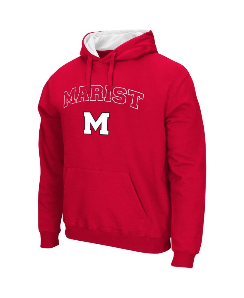 Men's Red Marist Red Foxes Arch & Logo Pullover Hoodie