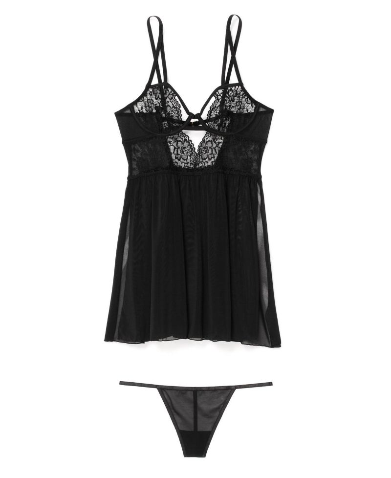 Plus Size Rae Unlined Babydoll and G-String Set Lingerie